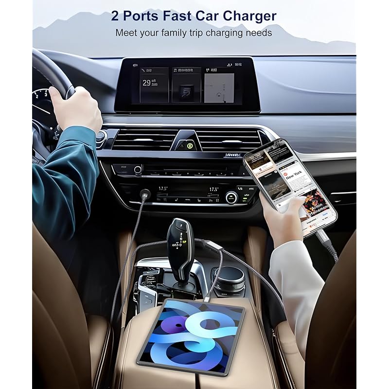 USB Type C Cable [1.3M/1 Set 2-in-1 PD 100W ]sweguard To Cable Fast Charging 2.0 Cable Forked Charging 2 Devices At the Same Time iPhone16/iPhone15