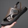 Летние кроссовки Уличная мода Нескользящие Мужские сандалии Кожаные Мужские Пляжные шлепанцы Обувь Новые С открытым носком Мужские Римские сандалии