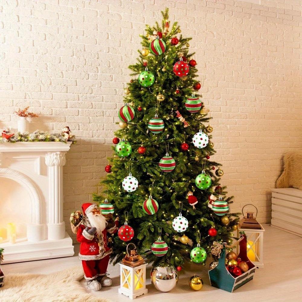 12 шт. Рождественские шары Украшение Блестящие Подвесные Рождественские шары для украшения елки Спиральные Леденцы Эльфийские шары Красные Зеленые Пластиковые Рождественские шары