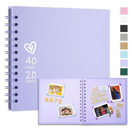 7-Inch Scrapbook Photo Album 40 Pages Twin-wire Binding DIY Hard Cover Spiral Wedding Travel Baby Shower Children