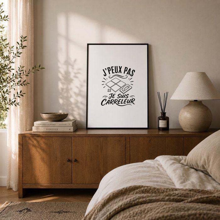 Poster J’peux pas je suis Carreleur J'peux pas minimaliste | Affiche Papier Photo 310 g Finition Perlée Format Taille A4