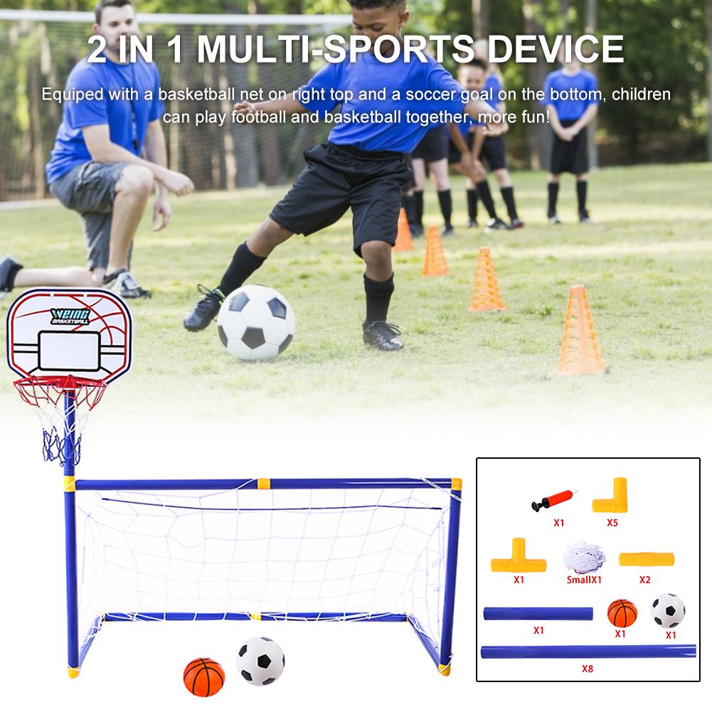 Soccer Goal Pool with Basketball Hoop Set for Kids 2 In 1 Outdoor Sports Basketball Stand Soccer Goal