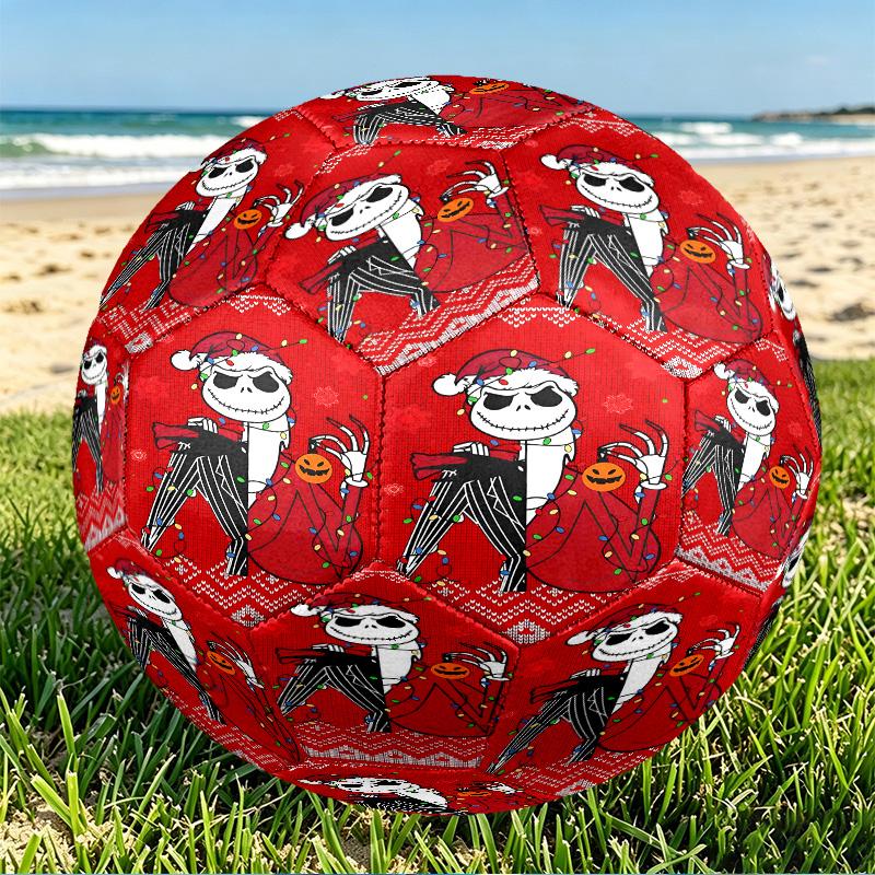 The Nightmare Before Christmas Print Size 5 Soccer Ball, PU Wear Resistant Football for Match Training and Daily Practice, Birthday Gift for Soccer Fa
