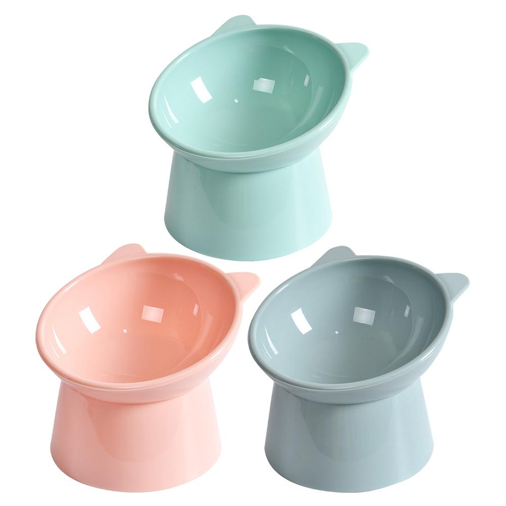 Tilted Cat Food Bowl Elevated Cat Bowl Ergonomic Cat Food Dish Anti Vomiting Plastic Feeding Bowl Non Slip for Flat- Faced Cats