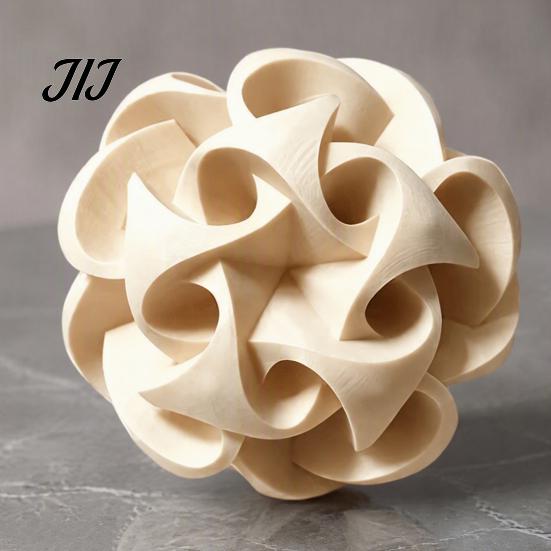 Versatile Office Desk Accessories 3D Printed Geometric Hollow Sphere Sculpture, Abstract Twisted Flower Fine Craftsmanship Decor Ball Ornament, Modern