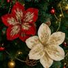 Glitter Artificial Christmas Flower Velvet Simulation Flower Christmas Poinsettia  Home Decoration