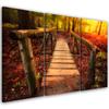 Three Piece Picture Canvas Print Autumn Forest Leaves Bridge