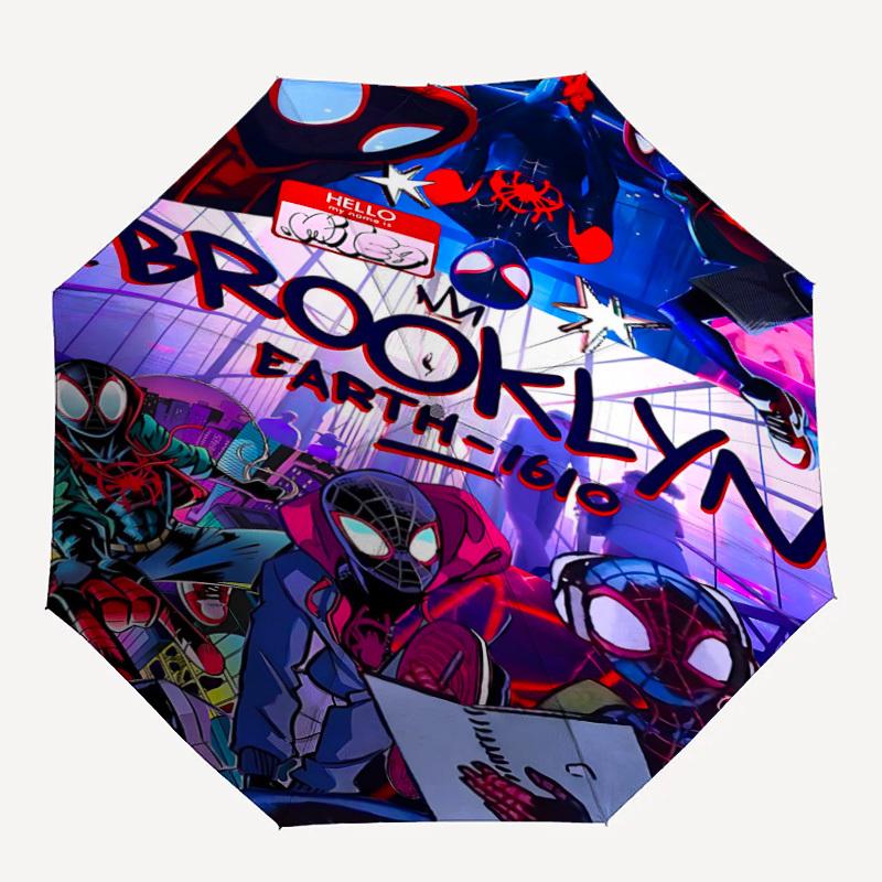 1 шт. Человек-паук: Across the SpiderVerse Автоматический Открывающийся/Закрывающийся, 8-реберный Прочный Каркас Компактный Дорожный Зонт для Мужчин и Женщин S1222006