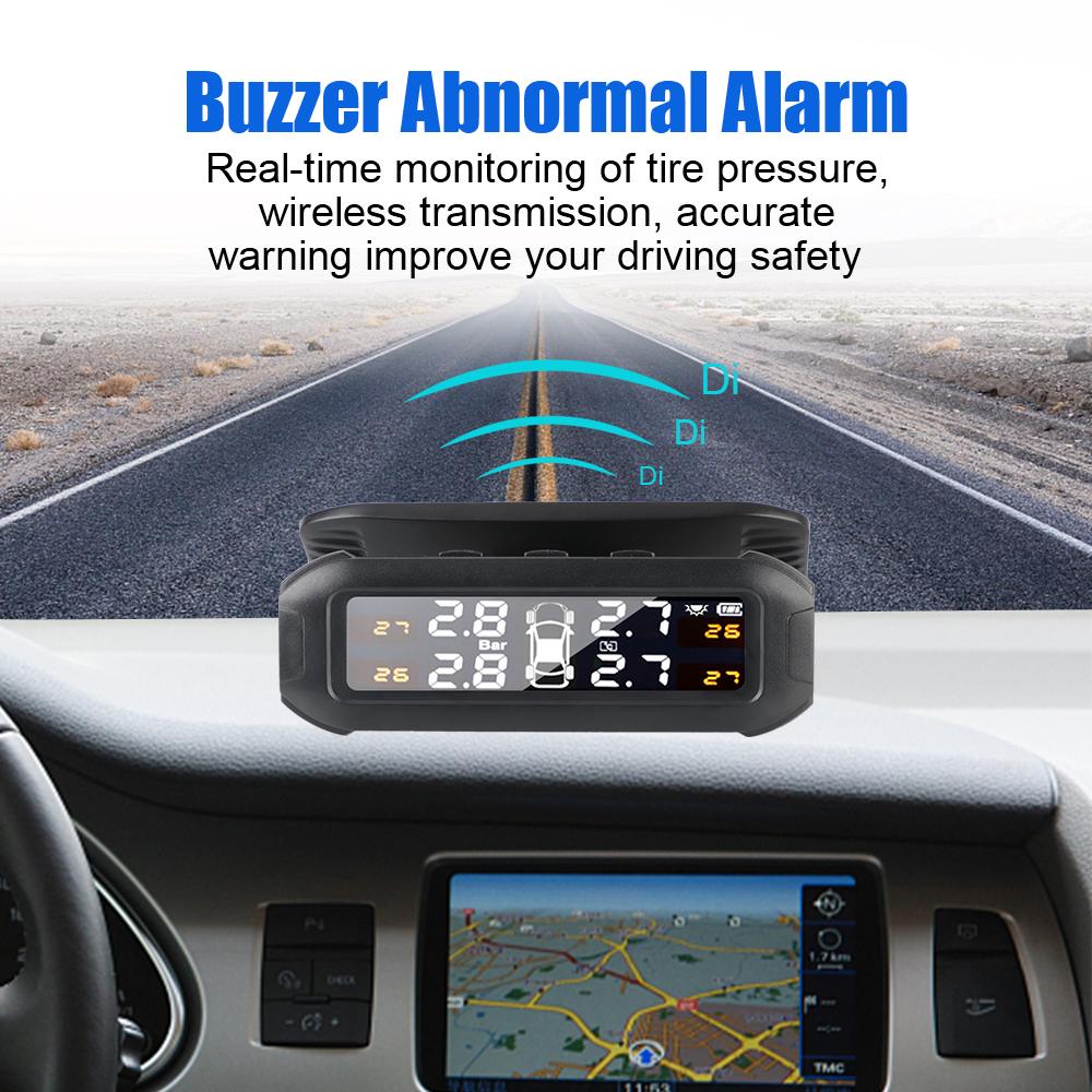 Цифровой TPMS с вращающимся дисплеем Система мониторинга давления в шинах автомобиля Сигнализация Тестер давления и температуры в шинах 4 датчика TPMS Солнечный TPMS