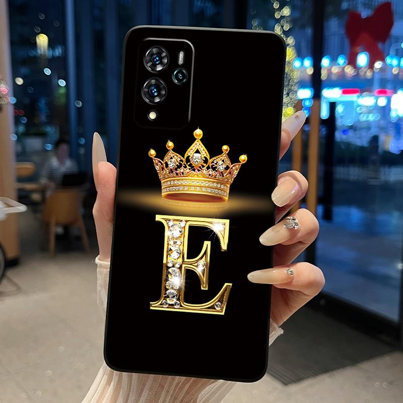 Чехол для телефона с начальной буквой короны для пары для ZTE Blade V40 Pro/ZTE 9046 Мягкий силиконовый черный чехол Ударопрочный корпус Чехол для ZTE 9046