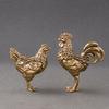 1/2Pcs Miniatures Copper Rooster And Hen Ornaments Solid Brass Rooster Small Statue Office Desktop Ornaments Tea Pet Crafts