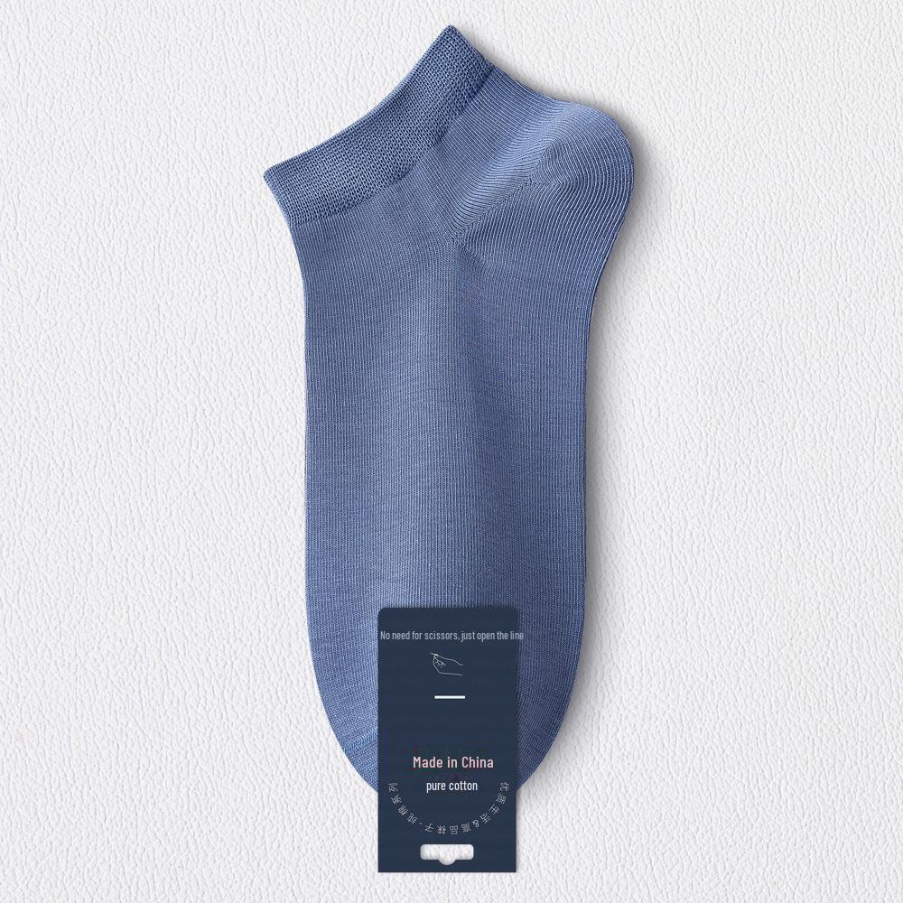 Мужские летние короткие антибактериальные носки из чистого хлопка - черные, впитывающие пот, дезодорирующие, всесезонные, тонкие, в стиле лодочки