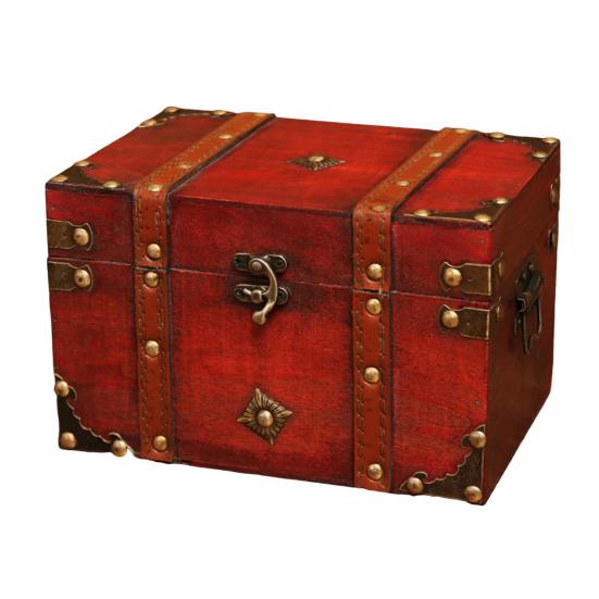 Wooden Storage Box with Lock Large Capacity Multipurpose Decorative Treasure Chest Retro Style Storage Organizer