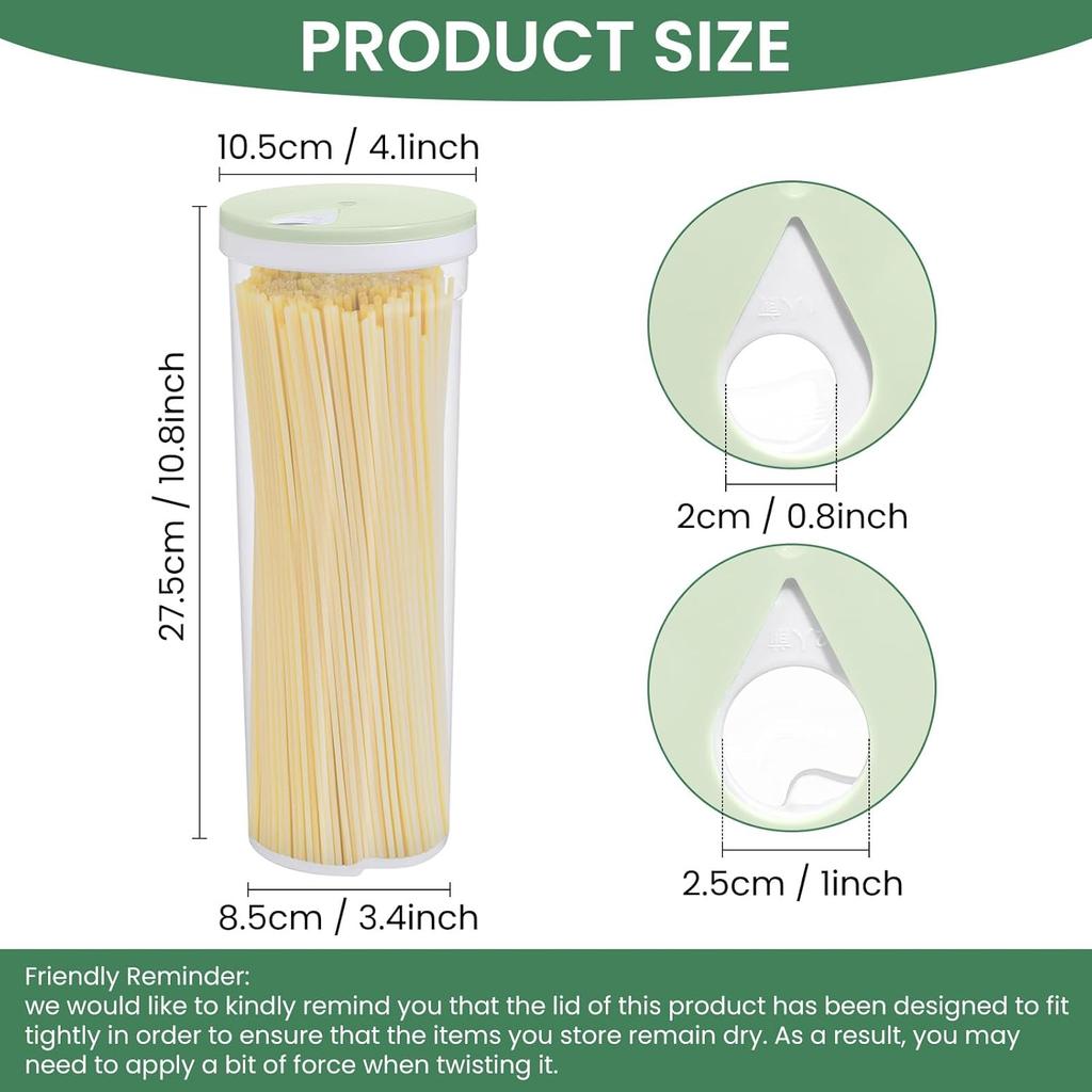 Noodles Spaghetti Container Plastic Noodle Pasta Storage Jar with Locking Lid Clear Dry Food Keeper Canister Cereal Crisper Box