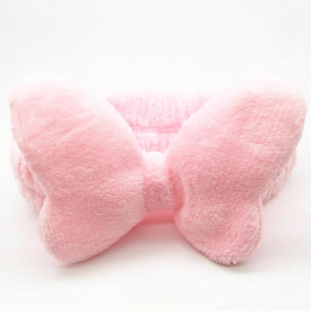 Butterfly Hair Bands for Women Solid Coral Fleece Elastic Bow Headband Soft Wash Face Head Band Cute Girls Accessories Headwrap