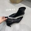 Fashion French Pointed Toe Booties Women's New Low Heel Fashion Soft Leather Versatile Show Skinny Boots