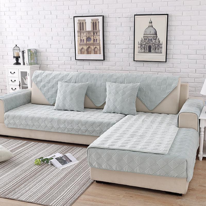 Всесезонная универсальная короткая плюшевая подушка для дивана, утолщенный нескользящий чехол, тканевая подушка, полный комплект, универсальный чехол для дивана с защитой от кошачьих царапин