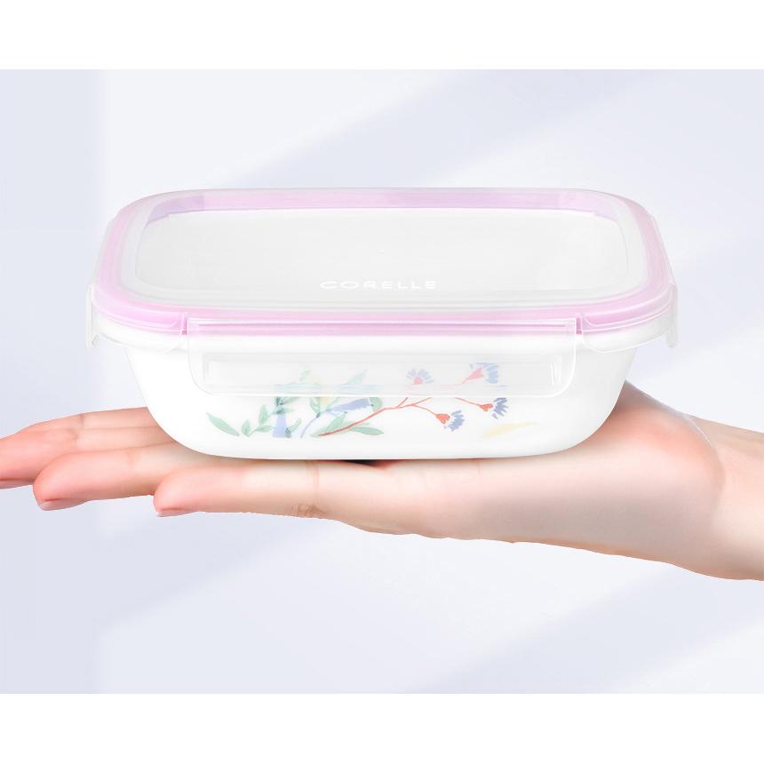 Corelle Monteverde San Jose Square Sealed Food Storage Container 2p (300ml) Dishwasher Oven Safe White