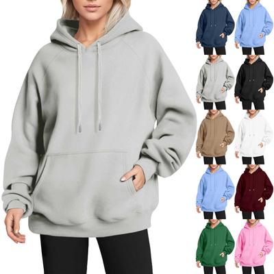 Женская модная однотонная свободная толстовка с капюшоном и завязками на рукавах