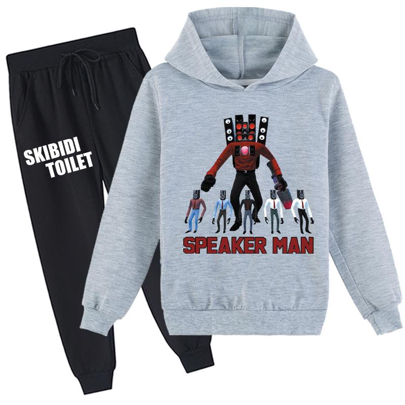Детский комплект с 3D толстовкой Skibidi, пуловер для унитаза, спортивный костюм, детский свитер + брюки Спикермен
