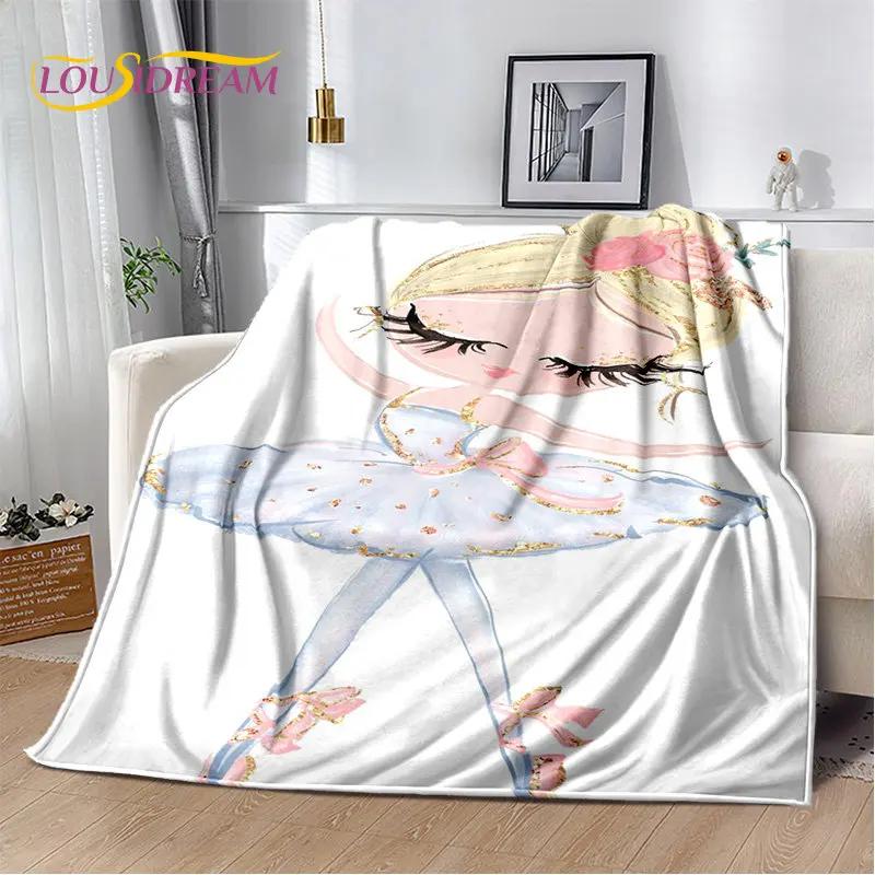 Cute Ballet Girl Ballerina Unicorn Cartoon Soft Plush Blanket,Flannel Blanket Throw Blanket for Living Room Bedroom Sofa Picnic