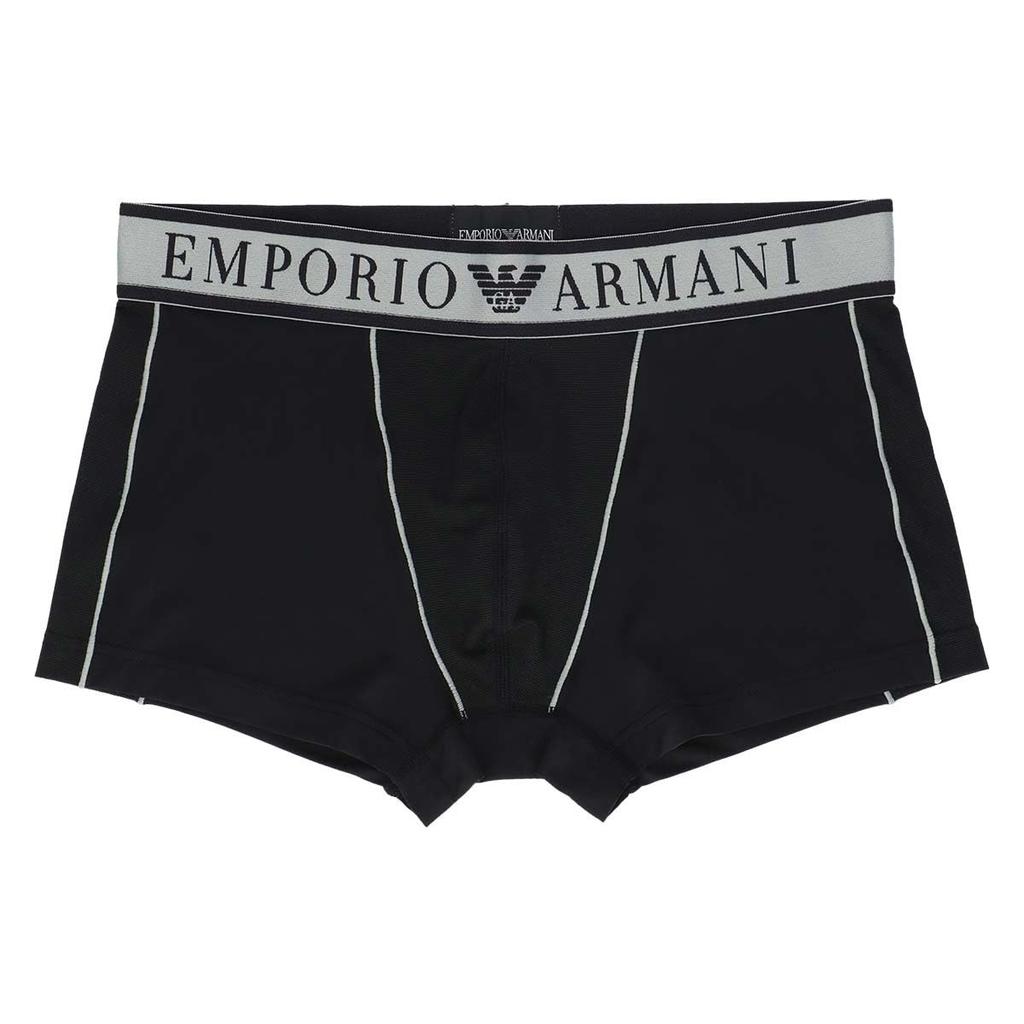 Emporio Armani PIQUET MICROFIBER Boxer Shorts, Front Closure, Men's, EU Size, 54045323, 98. Black