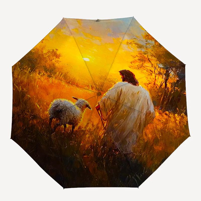 Shepherd, Sunset Themed Automatic Opening and Closing Umbrella, Compact Travel Umbrella, Lightweight and Portable, Suitable for Beach Commut