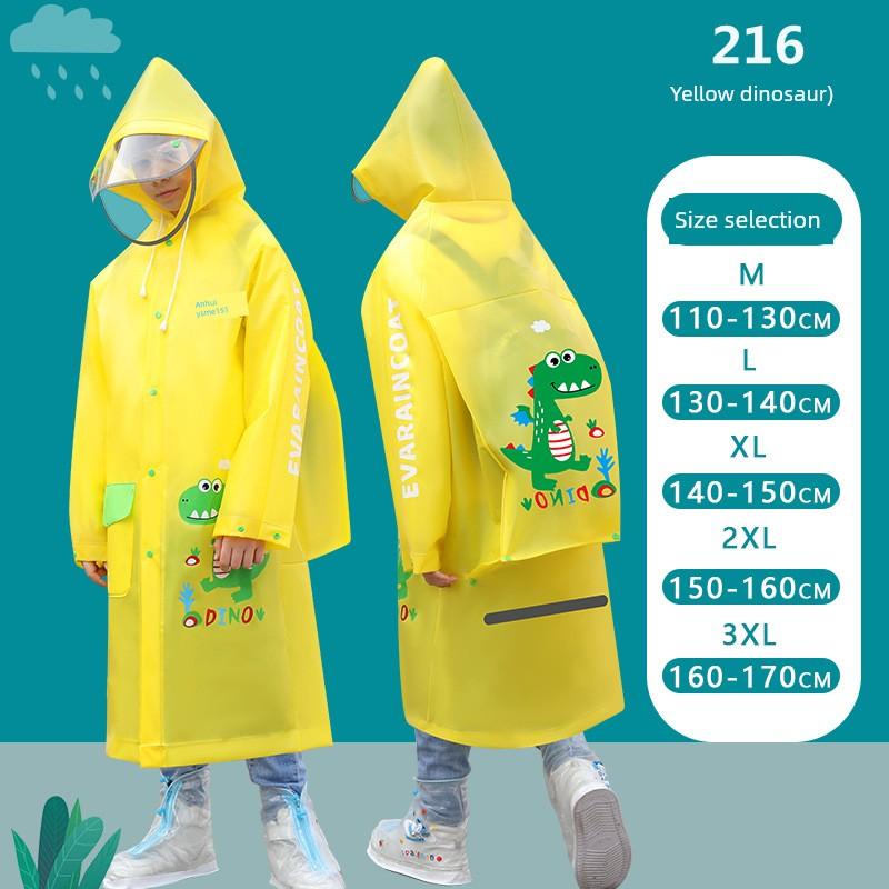 School Bag with Double Raincoat and Rain Poncho, Kindergarten Children's Hat with Brim, Primary School Students' Full-Body Rain Protection for Heavy