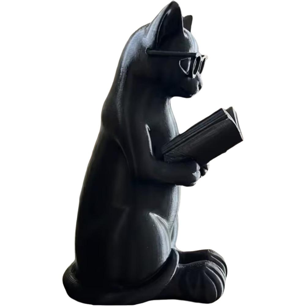 Креативная 3D-печатная фигурка кота-читателя, художественная пластиковая скульптура кота, интеллектуальная настольная статуэтка, декор для книжной полки