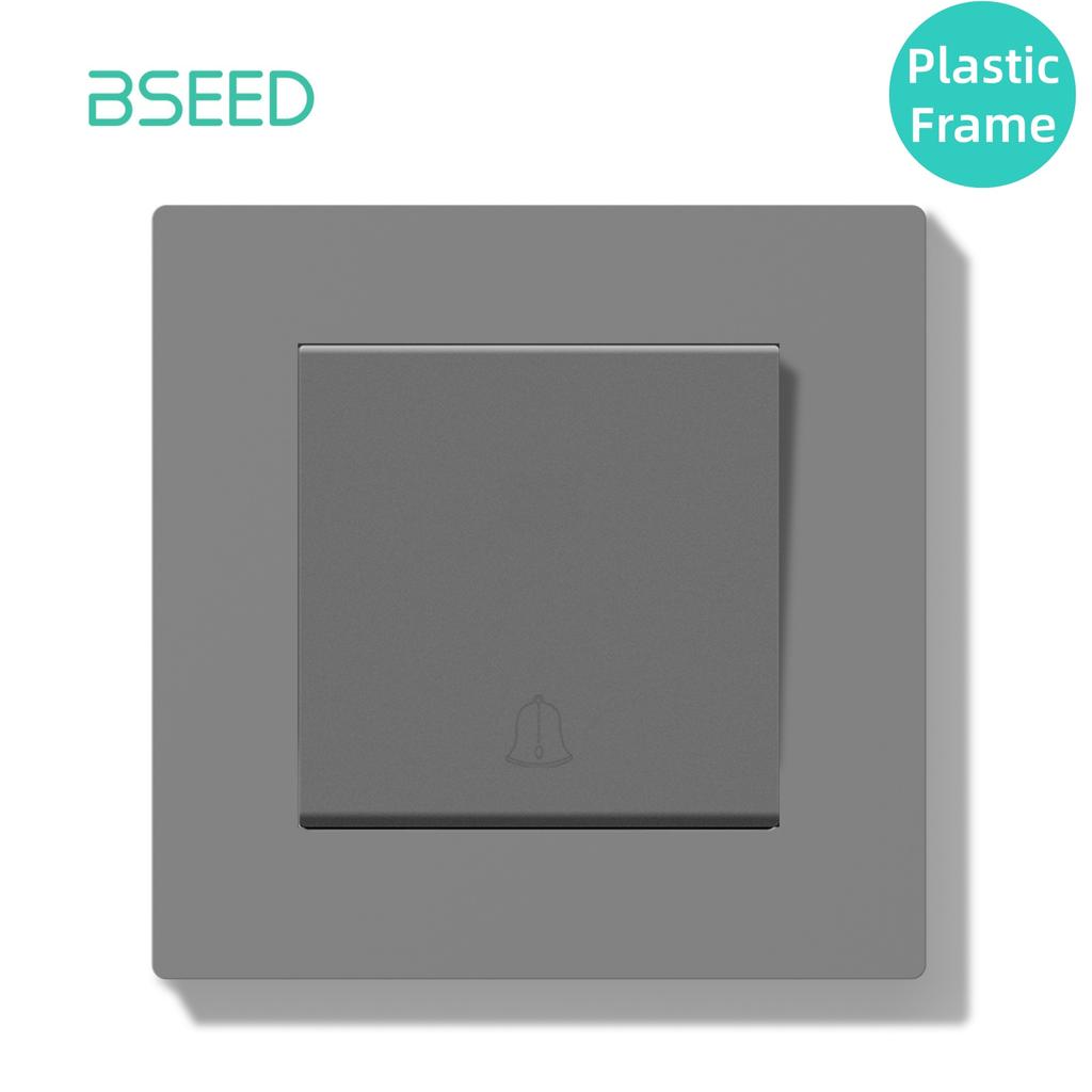 BSEED Mechanical Doorbell Switch Push Button Wall  Switch Glass/Plastic Frame EU Standard White Black Gary Gold Reset Switch