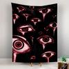 Gothic Wall Tapestry Red Dripping Eyes Dark Horror Anime Pattern for Bedroom Man Cave Wall Decor Gift