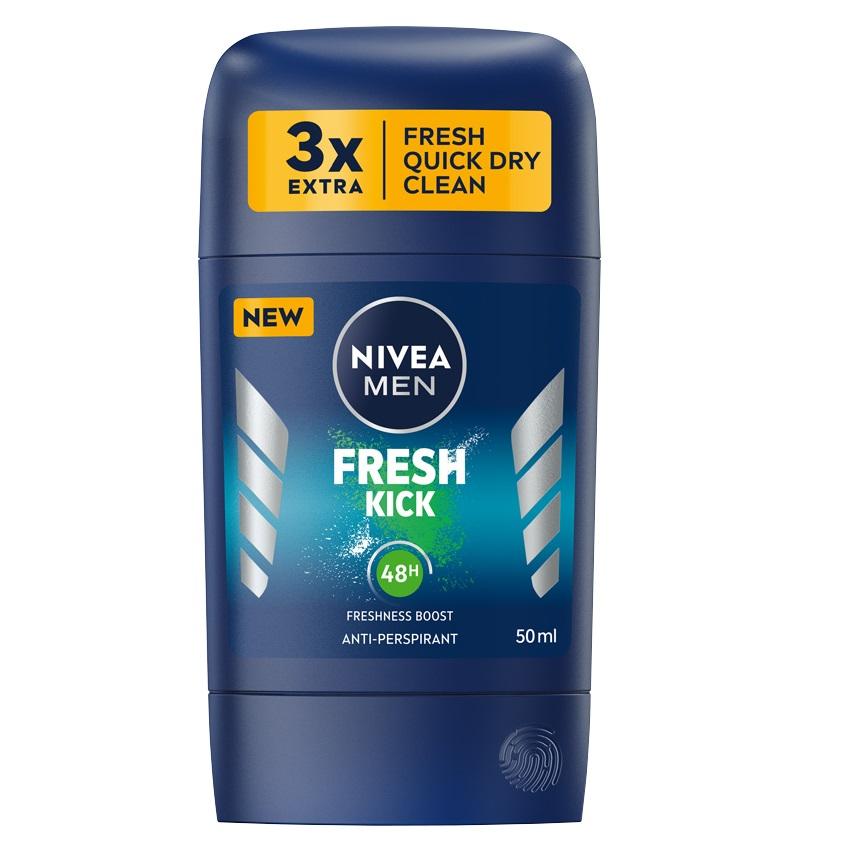 Nivea Men Fresh Kick 48-Hour Antiperspirant Stick 50ml - Long-Lasting Odor & Moisture Protection Formula