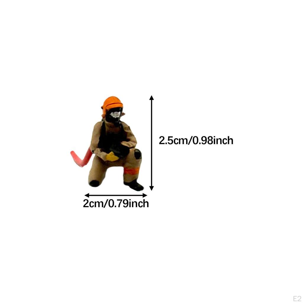 1/64 Firefighter Figures Diorama Action Realistic Tiny People Model for Micro Landscapes
