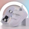 Fashion Girls Boys Roller Skates Children Sneakers With Two Wheels Thick-soled Skateboard Shoes Kids Non-slip Chunky Shoes White