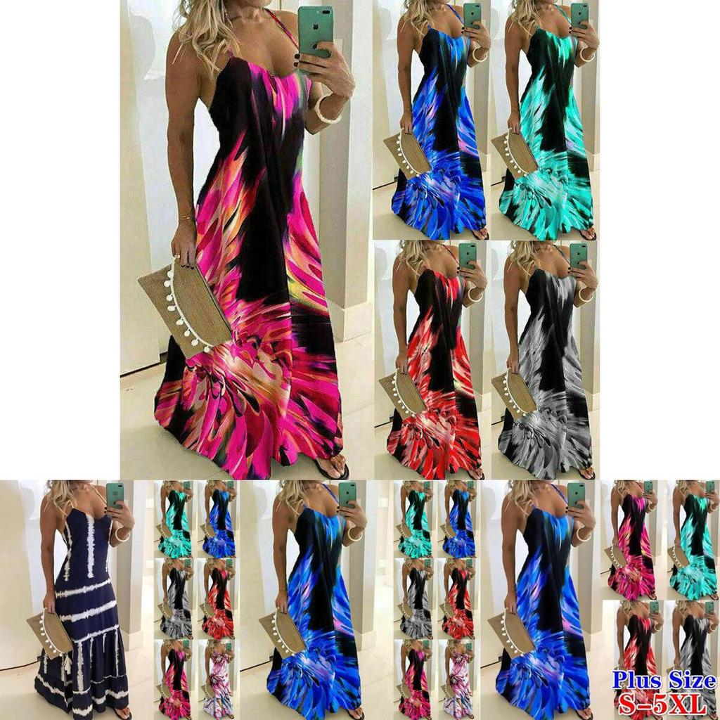 Элегантное женское летнее платье-кафтан на бретельках с цветочным принтом в стиле бохо, идеально подходящее для пляжных дней