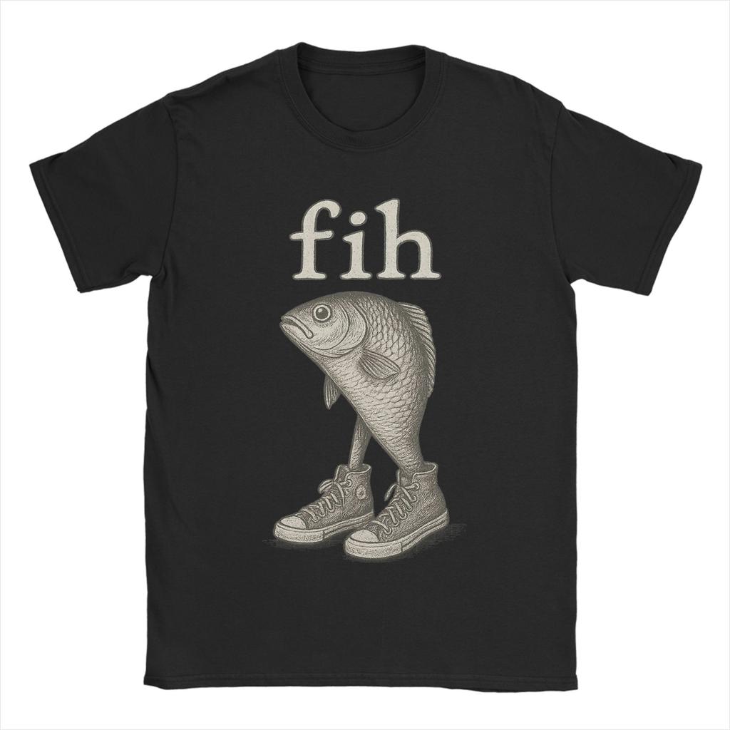 Novelty Fih Shoes Funny Fish Meme TShirt Unisex O Neck Cotton T Shirts  Short Sleeve Tee Shirt Gift Idea Clothes