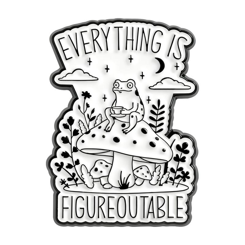 Не грусти, метеор, эмалевые значки, все можно выяснить, брошь, мотивационные значки, гриб, лягушка, украшения, подарок для друзей