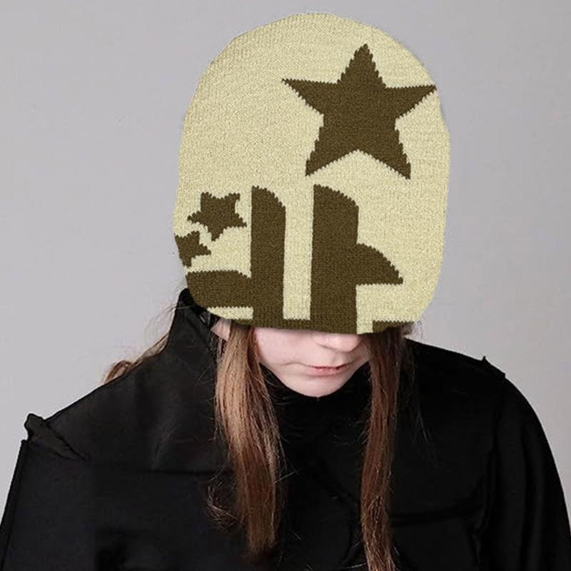 Повседневная жаккардовая шапка со звездами, вязаная ветрозащитная шапка для взрослых, осень-зима, для езды на велосипеде