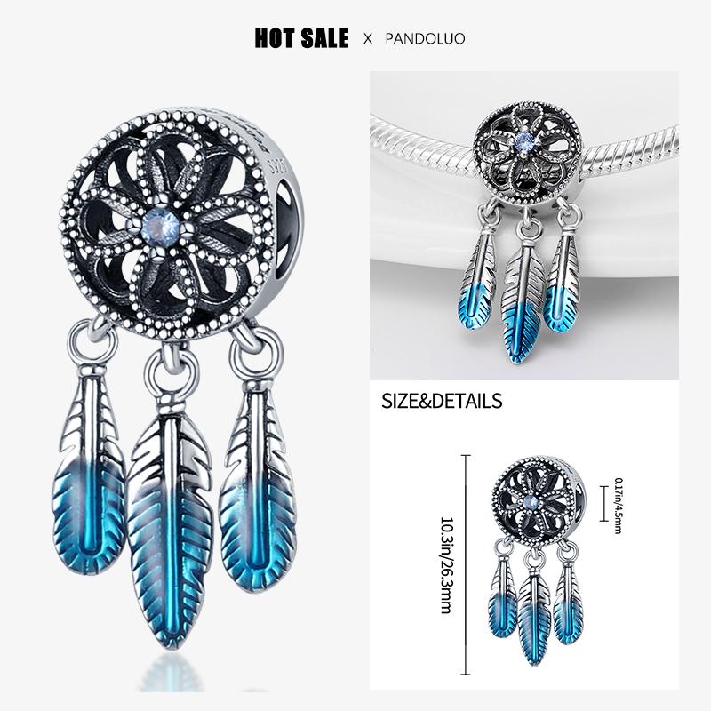 Copper Heart & Mum Dangle Dream Catcher Charm Fit Original 3Mm Bracelet Diy Jewelry For Women Bracelets Beads