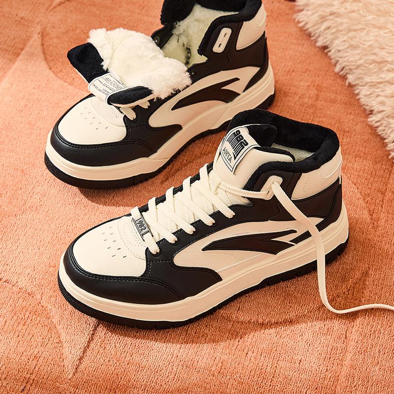 Anta 982 Флисовые удобные модные теплые нескользящие высокие кроссовки женские кроссовки черные белые 122448961-1