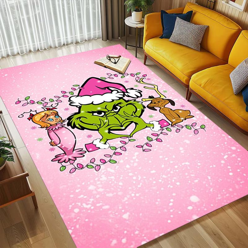 Christmas Grinch Living Room Non-Slip Area Rug Soft Carpet for Bedroom Game Playroom Sofa Office Home Decor Doormat Christmas Gift C9211448