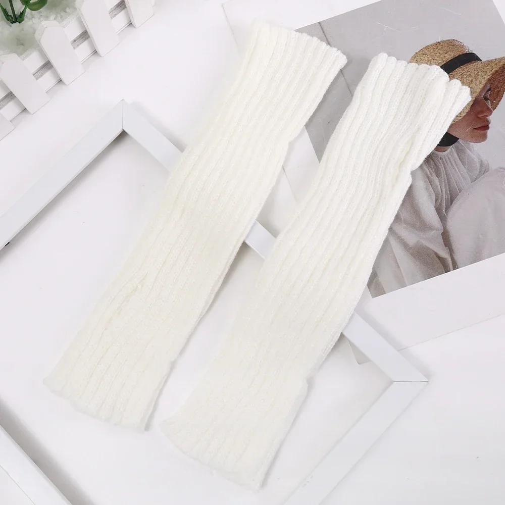 Women Knitted Arm Warmer Long Fingerless Gloves Mitten Winter Solid Arm Sleeve Fashion Casual Soft Girls Clothes Punk Gloves