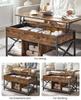 VASAGLE Lift Top Coffee Table, Lift Coffee Table with Storage Shelf, Hidden Compartments and Lifting Top, for Living Room, Office