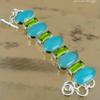 Natural Green Chalcedony Gemstone Chain Adjustable Bracelet 925 Silver For Women