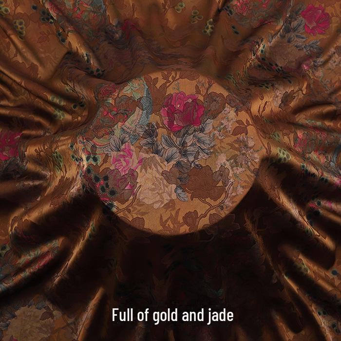 Luxurious Printed Imitation Silk Xiangyun Yarn Cheongsam Dress Fabric, Soft Chinese Tang Suit Fabric