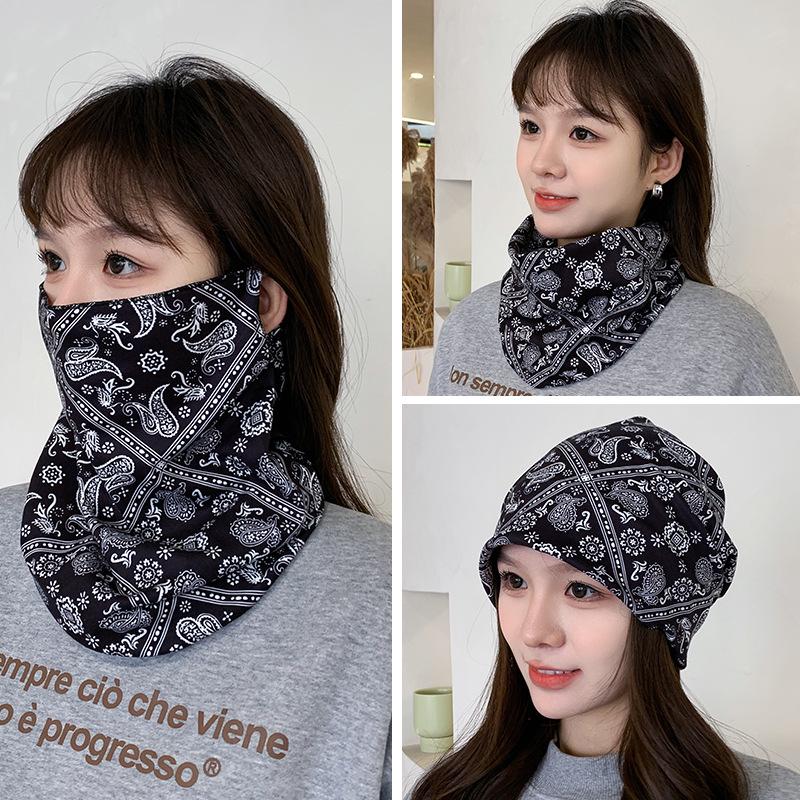 Women's Autumn & Winter Plush Face Mask Neck Protector: Windproof, Warm, and Versatile Scarf Set for Outdoor Cycling