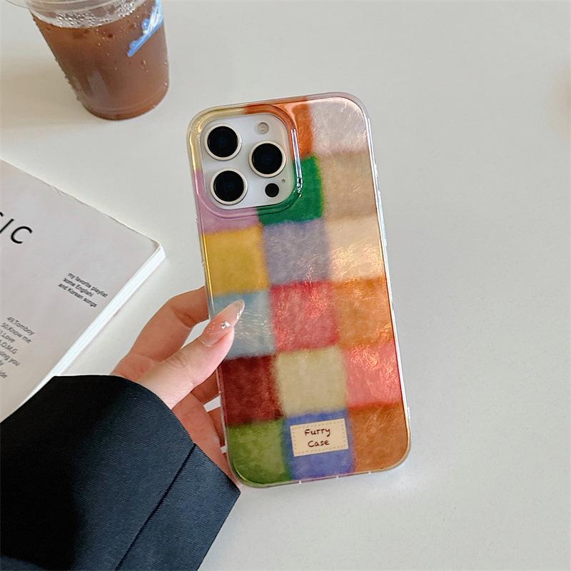Яркий клетчатый чехол для iPhone 17, 16 Pro Max, 15, 14 - Двухслойная печать