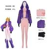Костюм для косплея Вегапанк Лилит из One Piece, Розовый комбинезон с фиолетовым укороченным пальто с капюшоном