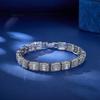 Luxurious 17cm Rectangular White Zircon Tennis Bracelet for Women