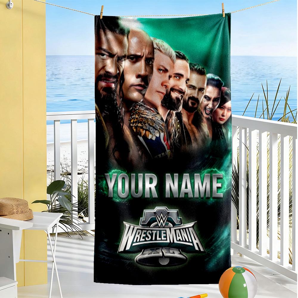 Wrestlemania Personalized Text Beach Towel High Absorbency & Quick-Dry Ideal for Travel Outdoor Swim Pool Yoga Surf Camping Hiking Gym Gift Holiday